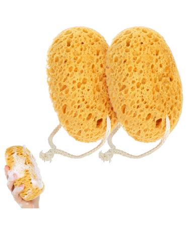 Lot de 2 grandes ponges de bain exfoliantes douces pour le visage et le corps luffa en mousse pour homme et femme peau s che sensible nettoyage doux et profond