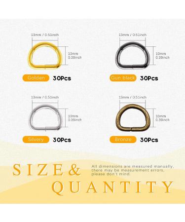 Rustark 120 Pcs Assorted 1/2 Inch Strong Metal Webbing Set 4 Colors Multi-Purpose Keychains D Ring  Handbag Strap Loop Clasp Hook D Buckles Semi-Circular D-Rings for DIY Accessories (13mm) - Buy Online on GoSupps.com
