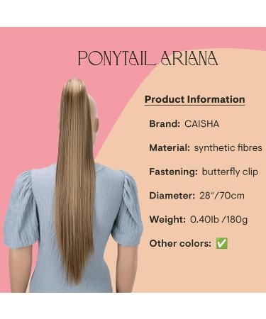CAISHA 28 Extra Long Straight Ponytail Hairpiece | Heat-Resistant Synthetic Fibres | Brown Blonde Mix #6H27 - H165 - Buy Online on GoSupps.com