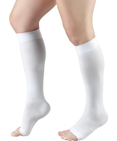 Truform 18mmHg Compression Surgical Stockings for Men and Women - Knee High Open Toe - White - Large - 1 Pair - Buy Online on GoSupps.com