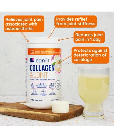 LEANFIT COLLAGEN & JOINT French Vanilla - 7g Collagen + 500mg NEM + 1.5g Glucosamine - Clinically Proven to Reduce Joint Pain in 1 Day - 25 Servings 248g Tub - Buy Online on GoSupps.com