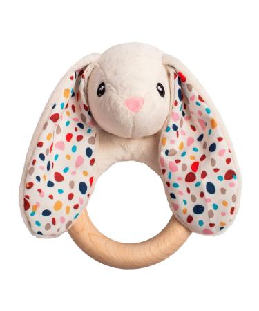 Whisbear Eco Teething Ring Baby Rabbit Beige Teething Aid Wooden Teething Ring Wooden Teething Ring