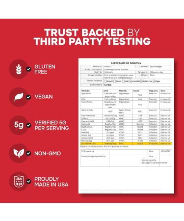 SquatGummi 3rd Party Tested Creatine Gummies 5g per Serving Creatine Monohydrate Strength and Recovery Vegan and Gluten Free Strawberry 120 Count (30 Day Supply) Made in USA - Buy Online on GoSupps.com
