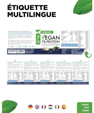 Vegan 7K Protein - 1kg - Vanilla Blackcurrant - Purely vegetable protein powder with proteins from rice almond soy peas h - Buy Online on GoSupps.com