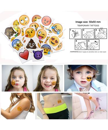 Emoji Temporary Tattoos (160 pcs) - Fun Emoji Body Stickers for Kids & Adults | Emoji Party Favors with Poop, Heart Eyes, Sunglasses, Smirk & More - Buy Online on GoSupps.com