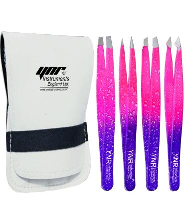 YNR Fine Point Slant Tweezers Women and Men Splinter Ticks Facial Chin Hair Brow and Ingrown Hair Removal Set Sharp Needle Nose Pluckers