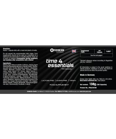 SoMatEm time 4 essentials multivitamin & mineral complex with valuable amino acids + choline + betaine HCL 120 capsules high dosage German quality production PERFORM NOW by fair&pure - Buy Online on GoSupps.com