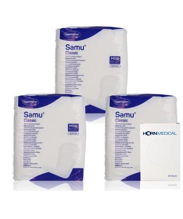 3x 20 Hartmann Samu Classic postpartum pads MINI in a set with Horn Medical hygiene bags made of plastic 85-piece set