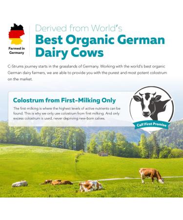 C-Strum Organic Bovine Colostrum Powder 60% igG First Milking Grass Fed Max Strength Colostrum Supplement from German Dairy Cows - Gut Immunity Skin & Hair Support (60 servings) 3.17 Ounce (Pack of 1) - Buy Online on GoSupps.com
