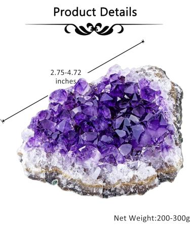 Amethyst Healing Crystal Cluster - Raw Quartz Druzy Geode Specimen for Meditation and Reiki Healing - Home Decor 200-300g - Buy Online on GoSupps.com