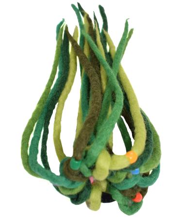 Gheri Women Felt Dreadlock Bohemian Hippie Colorful Hairband Elastic Hair Tie Green Mix