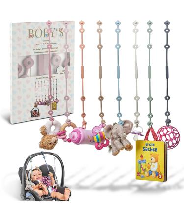 Boby's Cup Catch Catcher Baby 2 Pack/BPA-free stroller toy chain/stretchable baby cup holder strap/pacifier chain for baby gadgets such as drinking cups or bite ring as stroller accessories power rose/dusty Lilac