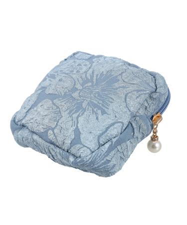 Healeved Sanitary Napkin Storage Bag Sanitary Towel Pouches Menstrual Pad Bags Period Bag Women Makeup Storage Organizer Multi-Function Cosmetic Bag Cotton Linen Aunt Towel Travel Lip Balm Blue 11x11x3cm