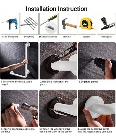L-Shape Bathroom Grab Bar 60 X 40cm Wall Mounted Non-Slip Toilet Grab Rail Glow-in-The-Dark Toilet Safety Grab Handle for Disabled Elderl - Buy Online on GoSupps.com