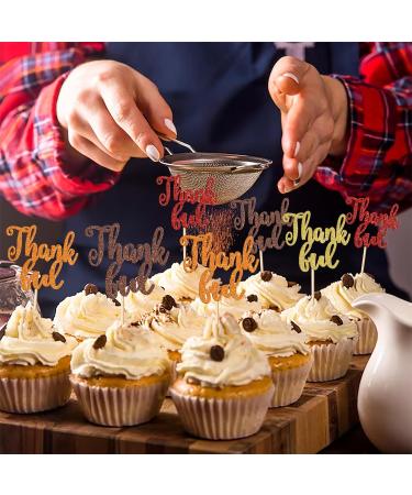 36 Pack Thankful Cupcake Toppers Glitter Thank You Cupcake Picks Thanksgiving Day Cupcake Decorations for Happy Thanksgiving Day Theme Wedding Birthday Party Supplies Multi 2-colorful - Buy Online on GoSupps.com