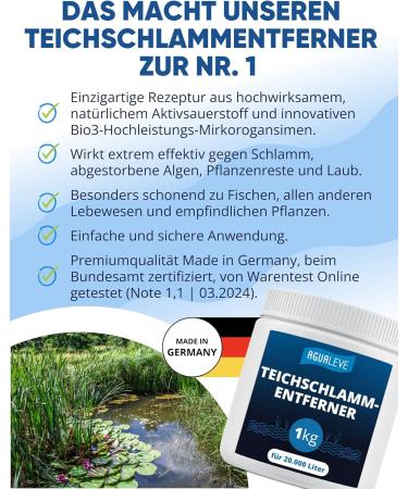 Agualve Pond Sludge Remover 1kg | Effectively Cleans Mud & Leaves | For 20 000 Liters | Made in Germany | Eco-Friendly Solution - Buy Online on GoSupps.com