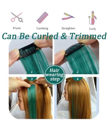 Zhaowwei 9pc Princess Green Hair Extensions | Multi-Color Clip-In Striped Highlights | Synthetic Dark Blue & Green Party Hair - Buy Online on GoSupps.com