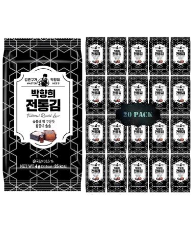 MASTER HEE'S KOREAN TRADITIONAL ROASTED SEAWEED, SEAWEED SNACK, SEAWEED CHIP, PERFECT SNACK FOR KETO DIET, VEGAN DIET 4g PER PACK (20-PACK) Original Flavor 0.14 Ounce (Pack of 20)