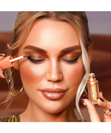 Oulac Liquid Glitter Eyeshadow Highly Pigmented Gold Eyeshadow Liquid Shimmer Eyeshadow & Eyeliner Metallic Bronze Eyeshadow Blendable Eye Make-up Vegan Cruelty-Free 5.4g Bronze Goddess (32) Bronze Goddess(32) - Buy Online on GoSupps.com