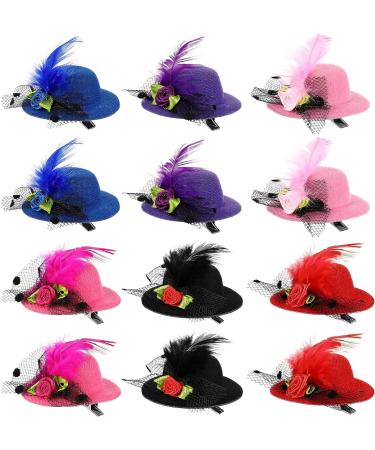 Gadpiparty Mini Hat Hair Clips - 12 Pcs Small Top Hat Fascinator Barrettes for Kids, Toddler Party Costume Accessory - Buy Online on GoSupps.com