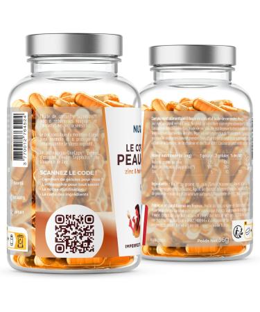 NUTRI & CO Nette Skin - Bio-Active Zinc Gluconate + Chia Oil and Patented Coriander - Target Imperfections & Acne - Acne Food Supplement - 60 Vegan Capsules - Made in France - Buy Online on GoSupps.com