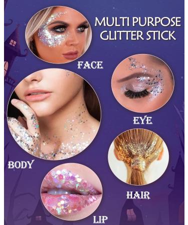  LYSdefeu Glitter pen set for body gold sequins gel cream kit glitter rainbow long-lasting waterproof Halloween festival accessories rave outfit for women and - Buy Online on GoSupps.com