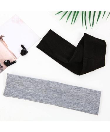 2 Pcs Non-Slip Yoga Headbands for Women - Elastic Cloth Neutral Workout Headbands (Black & Gray) - Buy Online on GoSupps.com