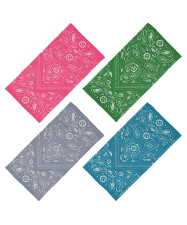 Smehcf 4 multi -purpose bandanas for women men's headband storm hood hair headscarf face half mask neck cuffs breathable reusable washable pink gray green blue cashew flower