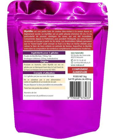 NAKURU | Blueberry | Boost Range | Made in France | The Prehistoric Pearl! | (90 Vegetable Capsules of 400 mg/Net Weight: 36g) - Buy Online on GoSupps.com