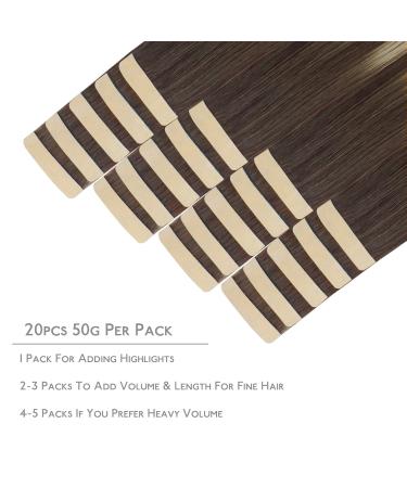 Buy Salife Tape Extensions - 20Pcs 40g 12 Balayage Chocolate Brown to Dirty Blonde Remy Invisible Skin Weft - Buy Online on GoSupps.com