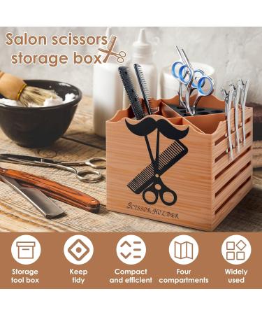 Salon Shear Holder Hairdressing Scissors Holder Shears Block with 4 Compartments Hair Cutting Scissors Holder with Sponge Lining Salon Scissors Holder Hair Scissors Organizer for Salon Barber - Buy Online on GoSupps.com