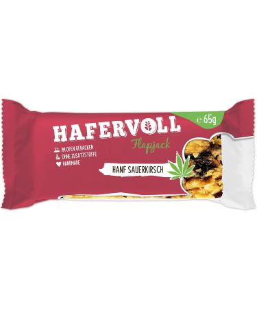 Buy Hafer Full Flapjack Hemp Sauerkirsch - 18 x 65g Cereal Bars | Handmade No Added Sugar Nut-Free Oats & Honey | International Shipping - Buy Online on GoSupps.com