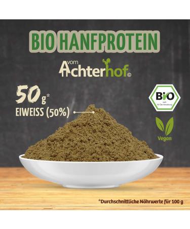 Buy Organic Hemp Protein Powder 500g | 50% Protein | Vegan & Organic Hemp Flour from Achterhof - Buy Online on GoSupps.com
