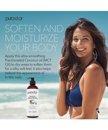 PURA D'OR 16 Oz ORGANIC Fractionated Coconut Oil Avocado Oil - 100% Pure & Natural USDA Certified Cold Pressed Carrier Oils - Unscented Hexane Free Moisturizer For Face Skin Hair & Body - Men & Women - Buy Online on GoSupps.com