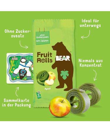 Buy Bear Fruit Rolling Apple - 100% Natural No Added Sugar Healthy Snack | 30 Bags x 20g | Ideal for Kids & Adults | 600g Green - Buy Online on GoSupps.com