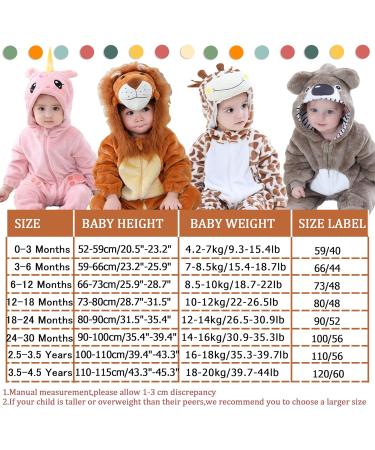 Doladola Unisex Baby Lion Flannel Romper | Spring Autumn Animal Pyjamas 2.5-3.5 Years - Buy Online on GoSupps.com