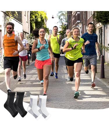 4 Pairs Neuro Socks for Men and Women Compression Socks Medical Neuropathy Socks Plantar Fasciitis Socks Sprained Ankle Support Breathable Anti-Slip Foot Support Brace for Pain Relief S/M Black White - Buy Online on GoSupps.com
