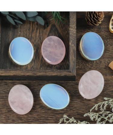 Lovionus89 Rose Quartz & Opalit Thumb Stones - Oval Stress Relief & Reiki Healing - 2 Pack Pocket Palm Crystals - Buy Online on GoSupps.com