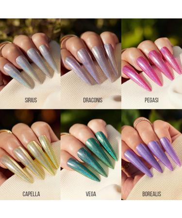 Makartt Holographic Nail Polish Set - 6 Pack Glitter & Metallic Halo Galaxy Varnish Kit - Buy Online on GoSupps.com