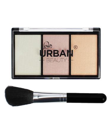 Love Urban Beauty Highlighter for Cheeky Looks-3-color highlighter palette for women-make-up bronzer pallet with brush-ideal for contouring and highlighting
