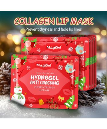 RedOceansM 20 pieces collagen lip mask Christmas cherry collagen moisturizing hydrating for dry and rough lips suitable for dry and cracked lips - Buy Online on GoSupps.com