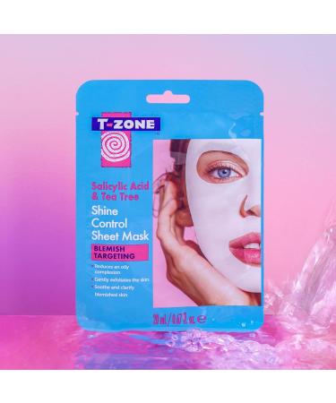 T-Zone Salicylic Acid & Tea Tree Shine Control Sheet Mask - Antibacterial Tea Tree and Exfoliating Salicylic Acid - Reduces Excess Oil Promotes Clear Complexion 20ml - Buy Online on GoSupps.com