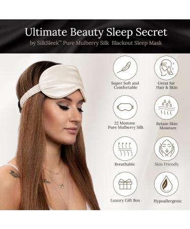 SILKSLEEK 22 Momme Silk Eye Mask for Sleeping | Pure Mulberry Silk | Super Soft & Comfortable | Blackout Eye Mask in Gift Box - Pearl White - Buy Online on GoSupps.com