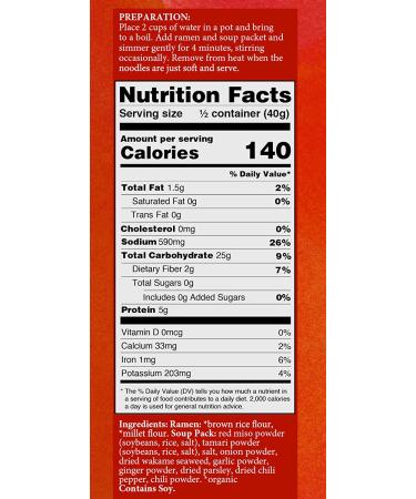 Lotus Foods Millet & Brown Rice Ramen with Miso Soup - Gluten-Free 2.8 Oz (Pack of 10) - Buy Online on GoSupps.com