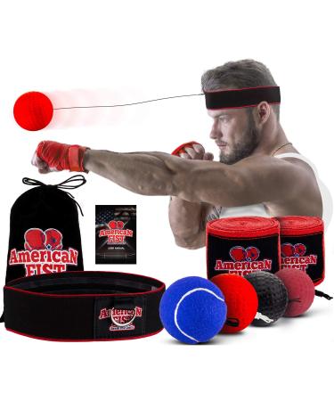 Boxing Reflex Ball Set, 4 Difficulty Level Boxing Ball On String, Punching Fight React Head Ball with Headband, Speed Hand Eye Reaction and Coordination Boxing Equipment For Kids And Adults