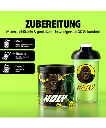 Holy Energy Gaming Booster 'Gorillas Grape' - Vegan Focus Drink with Green Tea & Newcaff | 50 Portions of Natural Grape Flavor - Buy Online on GoSupps.com
