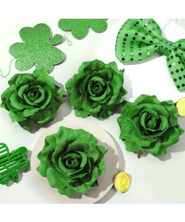 St. Patrick's Day Hair Decoration - 8 Green Rose Hair Clips & Brooch Set for Women - Irish Floral Accessories for Party Celebrations - Buy Online on GoSupps.com