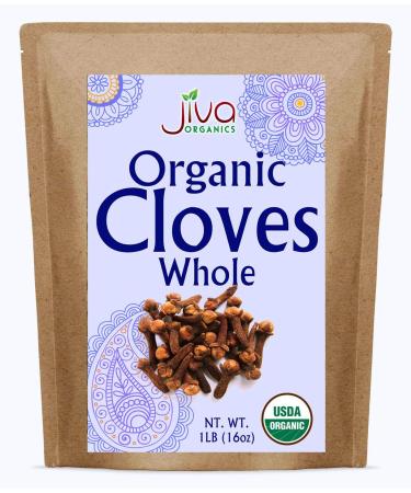 Jiva Organic Cloves Whole 1 Pound Bulk Bag - Non-GMO, Keto Friendly, Non Irradiated - Organic Dried Clove Buds Bulk 1 Pound (Pack of 1)