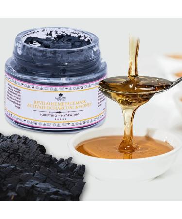 Nature Spell Activated Charcoal & Honey Purifying Face Mask 100 ml With Vitamin E Helps Remove Acne Unclog Pores & Dead Skin Cells - Made In The UK - Buy Online on GoSupps.com