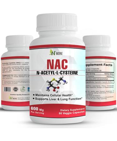 N'More NAC 600mg | 60 Veggie Capsules Non-GMO & Gluten Free - Buy Online on GoSupps.com